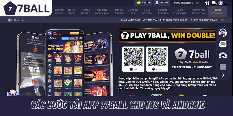 Các bước tải app 77Ball cho IOS và Android