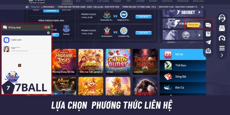 Lựa chọn phương thức liên hệ bạn muốn tại 77ball