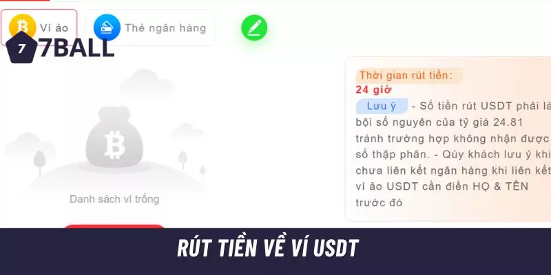 Rút tiền về ví USDT